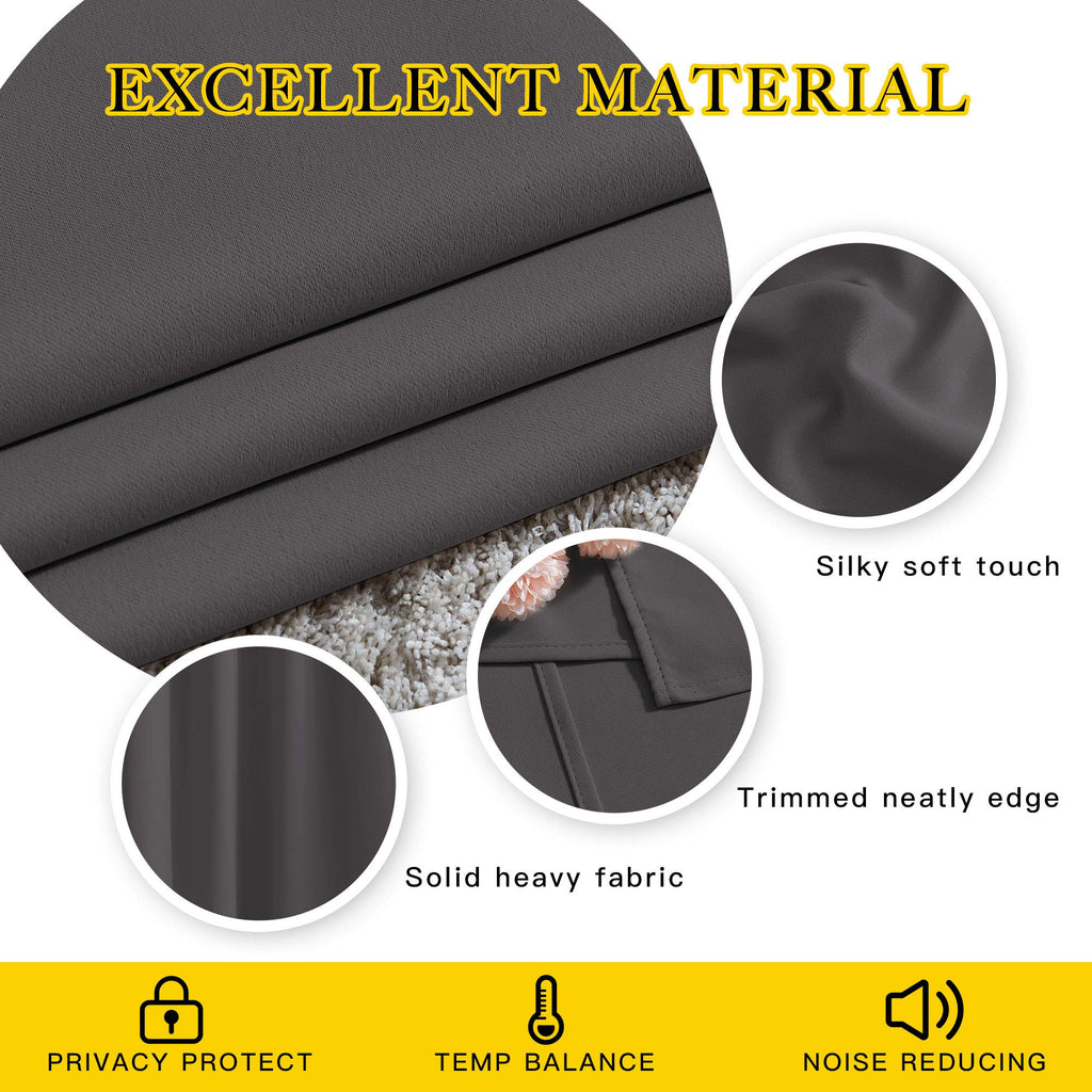 NICETOWN Bedroom Blackout Curtains Panels - Triple Weave Energy Saving Thermal Insulated Solid Grommet Blackout Draperies for Patio (80 inches by 108 Inch, Grey, Set of 2)