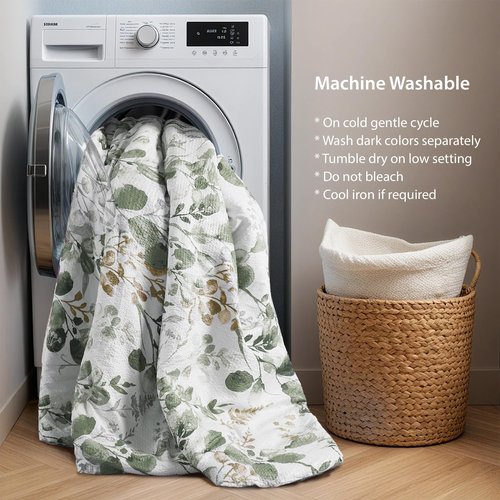 Regency Heights Lightweight Seersucker Botanical Comforter Set King Size, 3 Pieces Reversible Design with Striped Print, Premium Microfiber Bedding Set, Comforter and Sham Set, Green