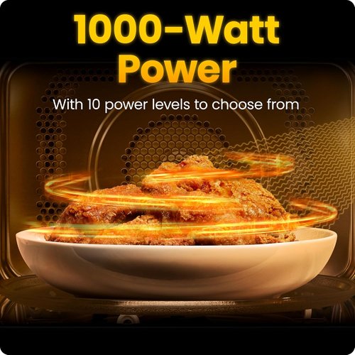 Chefman Microwave Oven - 1.1 Cu. Ft. Capacity, 1000 Watts, 10 Power Levels & Child Safety Lock - Black