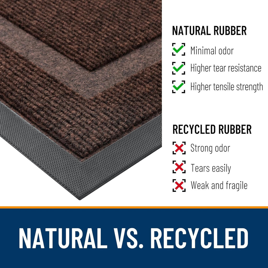 OLANLY Indoor Outdoor Front Door Mat - Waterproof All-Season Doormat, Sturdy Rubber, 59x23, Dark Brown