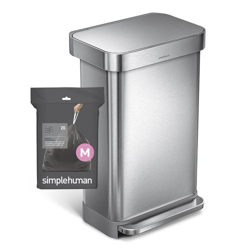 simplehuman Code M 40 Count, Genuine Odorsorb Custom Fit Liners, Drawstring Odor Absorbing Trash Bags in Dispenser Packs, 45 Liter / 12 Gallon