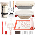 Tunyet Sourdough Bread Baking Supplies, Banneton Bread Proofing Basket, 10 Inch Oval & Round Bread Baskets with Liners & Covers, Sourdough Starter Kit