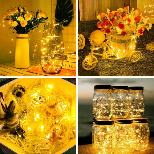 Litogo 24 Pack Fairy Lights - Battery Operated 7ft 20 LED Waterproof String Lights for Weddings & Decor | Warm White