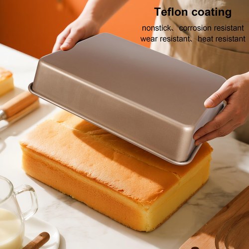 Baking Pan Set of 2, 12.5’’ X 10’’ X 2.4’’ Nonstick Sheet Cake Pan for Christmas Thanksgiving, Durable Cookie Sheets for Baking Lasagna Deep-Dish Pizza Brownies Casseroles, Rose Gold & Easy to Clean