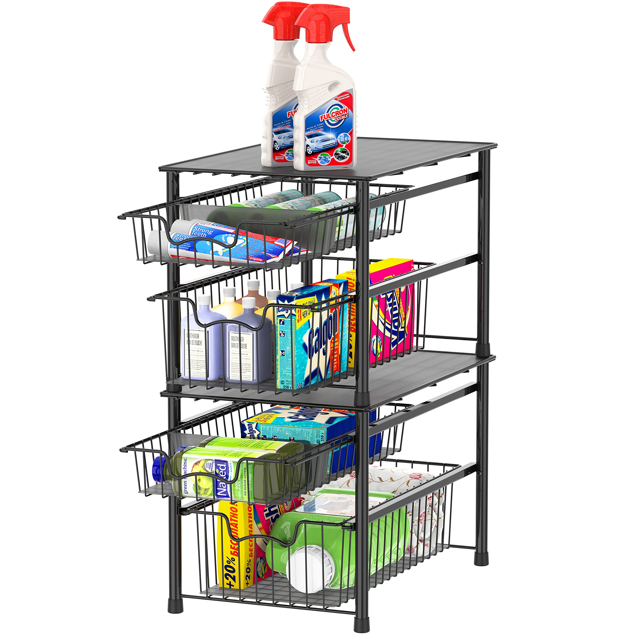 Simple Houseware Stackable 2 Tier Basket Drawer, Black