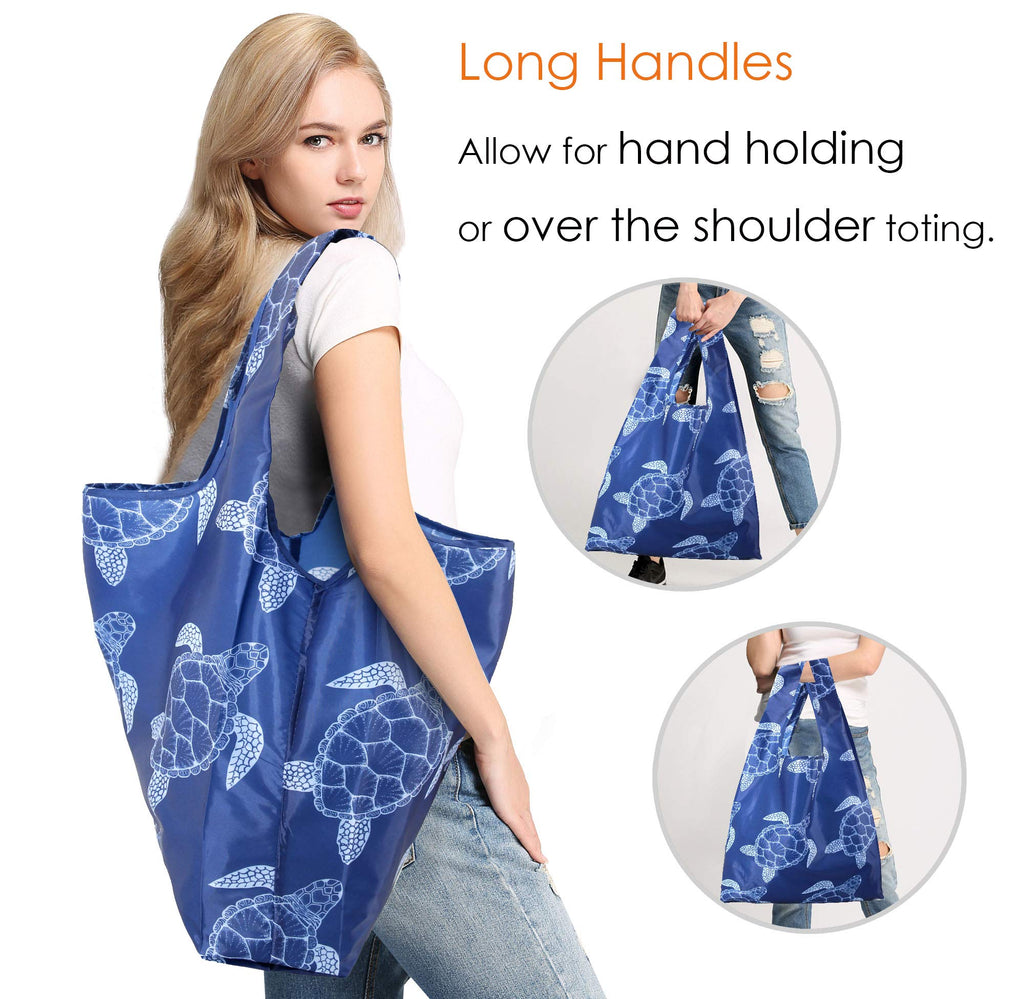 BeeGreen Reusable Grocery Bags Foldable 12 Pack Large Cute Totes - Heavy Duty Washable Holiday Cloth Gifts Bag with Handles, Reusable Gift Bulk Shopping Bags for Groceries for Women Animal Lover