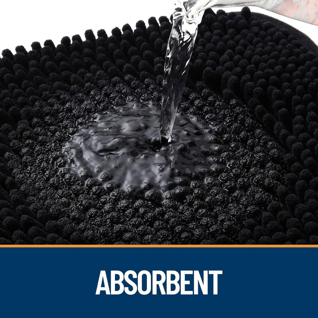 OLANLY Dog Door Mat - Absorbent Non-Slip Mud Mat for Paws | 47x24 Black Chenille Design