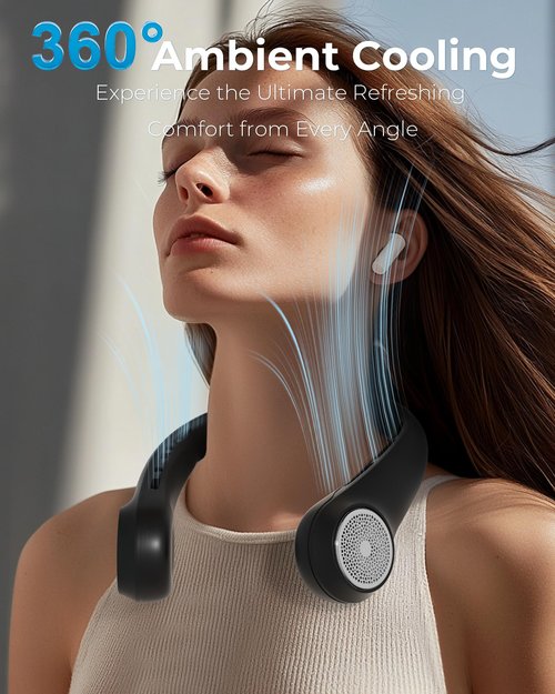 Neck Fan, Portable Neck Fan with LED Display, 4000mAh, 360° Cooling, 3-Speed Adjustment & Whisper-Quiet Operation, Twistable, Rechargeable, Gift for Women Men, Outdoor Indoor as Travel Essential