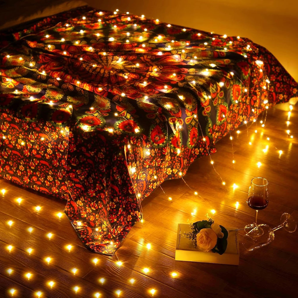 Tuanse 195 LED Curtain Lights - 6.5 x 5 Feet Fairy Backdrop with 8 Modes & Remote for Indoor/Outdoor Decor