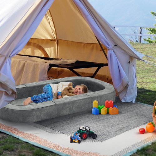 cutebeams 3-in-1 Toddler Floor Bed, Portable Toddler Travel Bed, Lounger and Sofa for Kids 1-6 Years, with Carrying Bag, Lightweight Foldable Design for Camping, Travel & Sleepovers, Size L