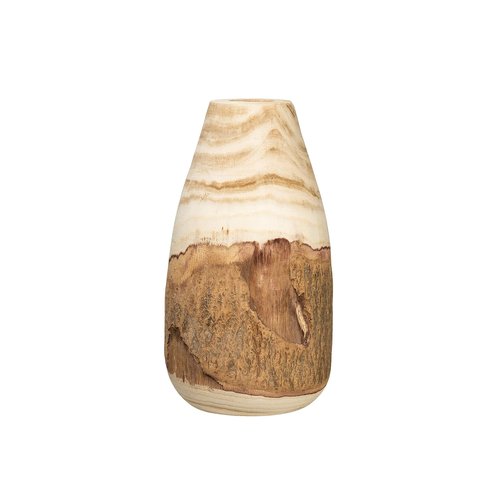 Creative Co-Op 13" H Carved Paulownia Wood Vase with Live Edge (Each one Will Vary)