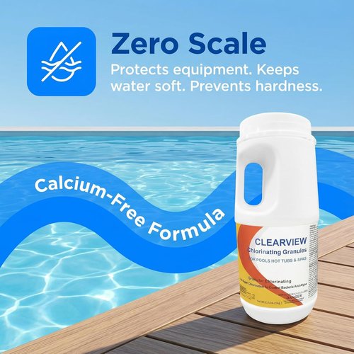 ClearView Chlorine Granules - Fast Dissolving Pool & Spa Sanitizer | 2.2 Lbs for Crystal Clear Water