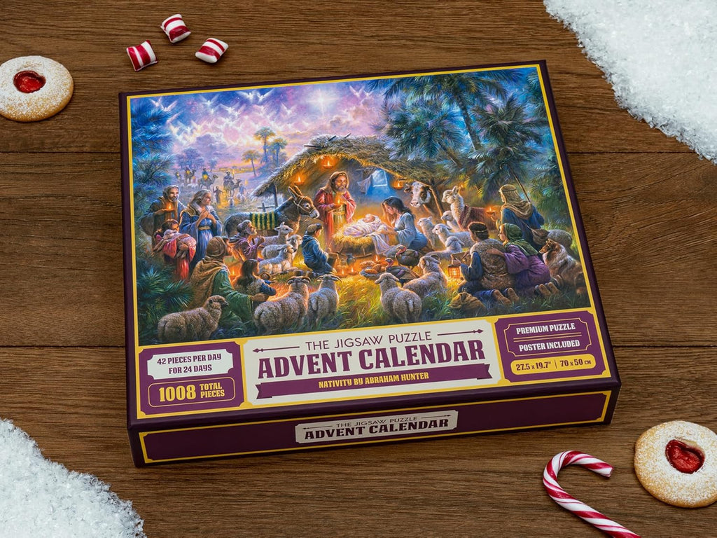Abraham Hunter | Original Jigsaw Puzzle Advent Calendar 2025 - Nativity Scene, 1008 Pieces, Holiday Countdown Gift