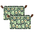 YNNALE Avocado Green Happy Fruit Storage Bins for Shelves with Labels&Handles Fabric Organizer Bin Foldable Rectangle Storage Basket Boxes for Closet, Bathroom, Home, Living Room, 2 Pack