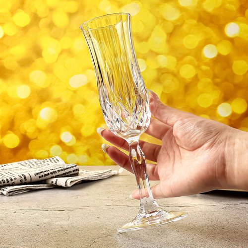 UMEIED Engraved Champagne Flutes, Set of 12-4.16 oz Elegant Etched Glass Coupe Glasses for Wedding, Anniversary, Bridal Shower & Parties