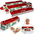 Cholemy 50 Pcs Christmas Ham Bread Boxes Containers 18" x 4.75" x 3" Paperboard Baking Bakery Box Bags for Homemade Bread Holiday Packaging Gift Giving with Handle (Non Window)