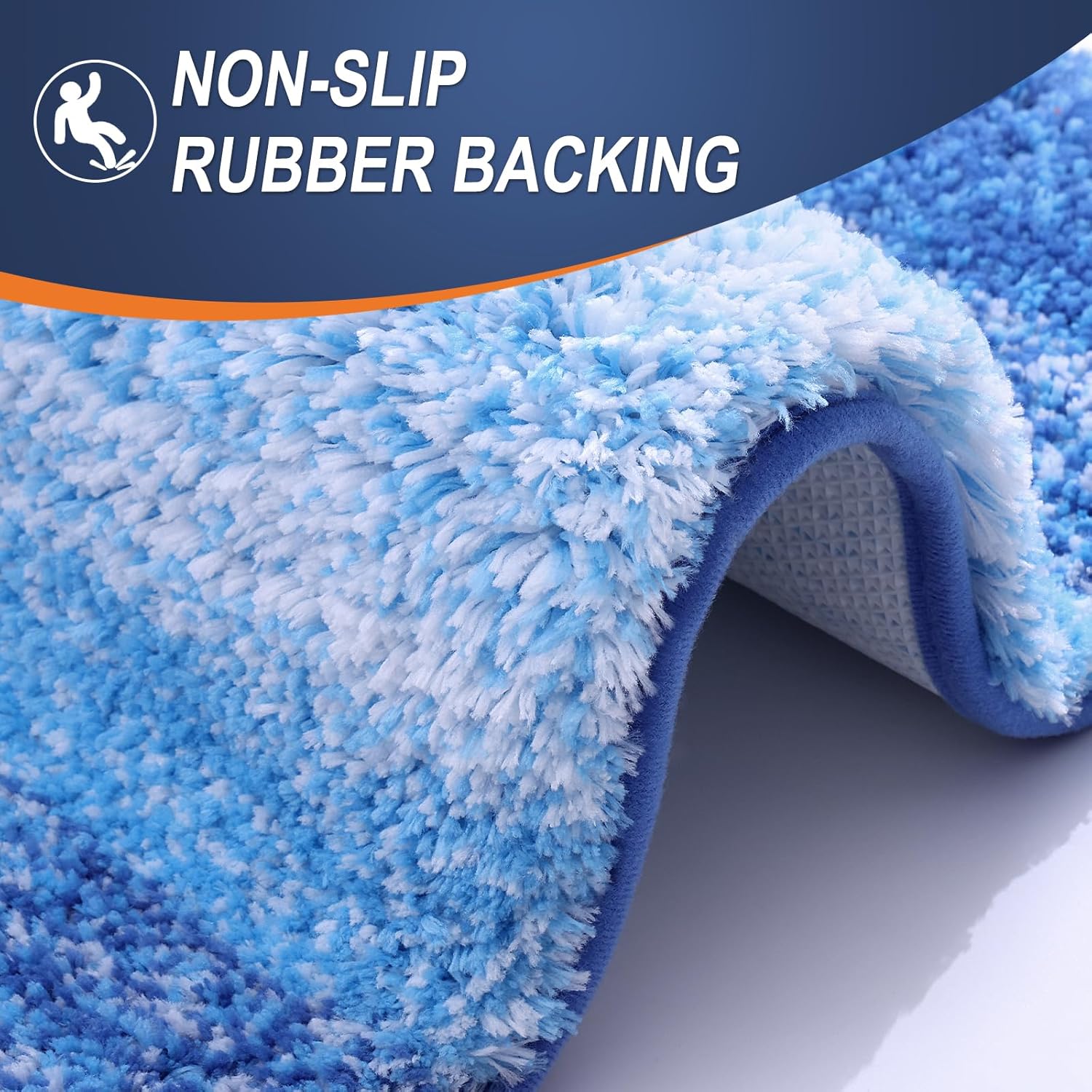OLANLY Bathroom Runner Rugs - Extra Soft Microfiber, Quick Dry & Washable | 47x17, Light Royal Blue