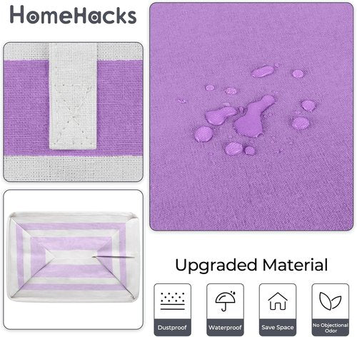 HomeHacks Large Waterproof Laundry Baskets - Collapsible Hampers with Reinforced Handles (Purple, 88Lx2)