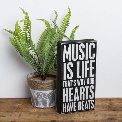 Primitives by Kathy 27305 Classic Box Sign, 6 x 11-Inches, Music is Life