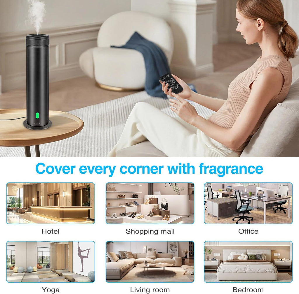 Skiennix Waterless Scent Diffuser Starter Kit | 800 Sq. In. Coverage with 5 Essential Oils & Remote Control