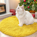 OLANLY Yellow Round Area Rug - Soft, Fluffy, Machine Washable 2 ft Circle Carpet for Bedroom & Nursery Decor