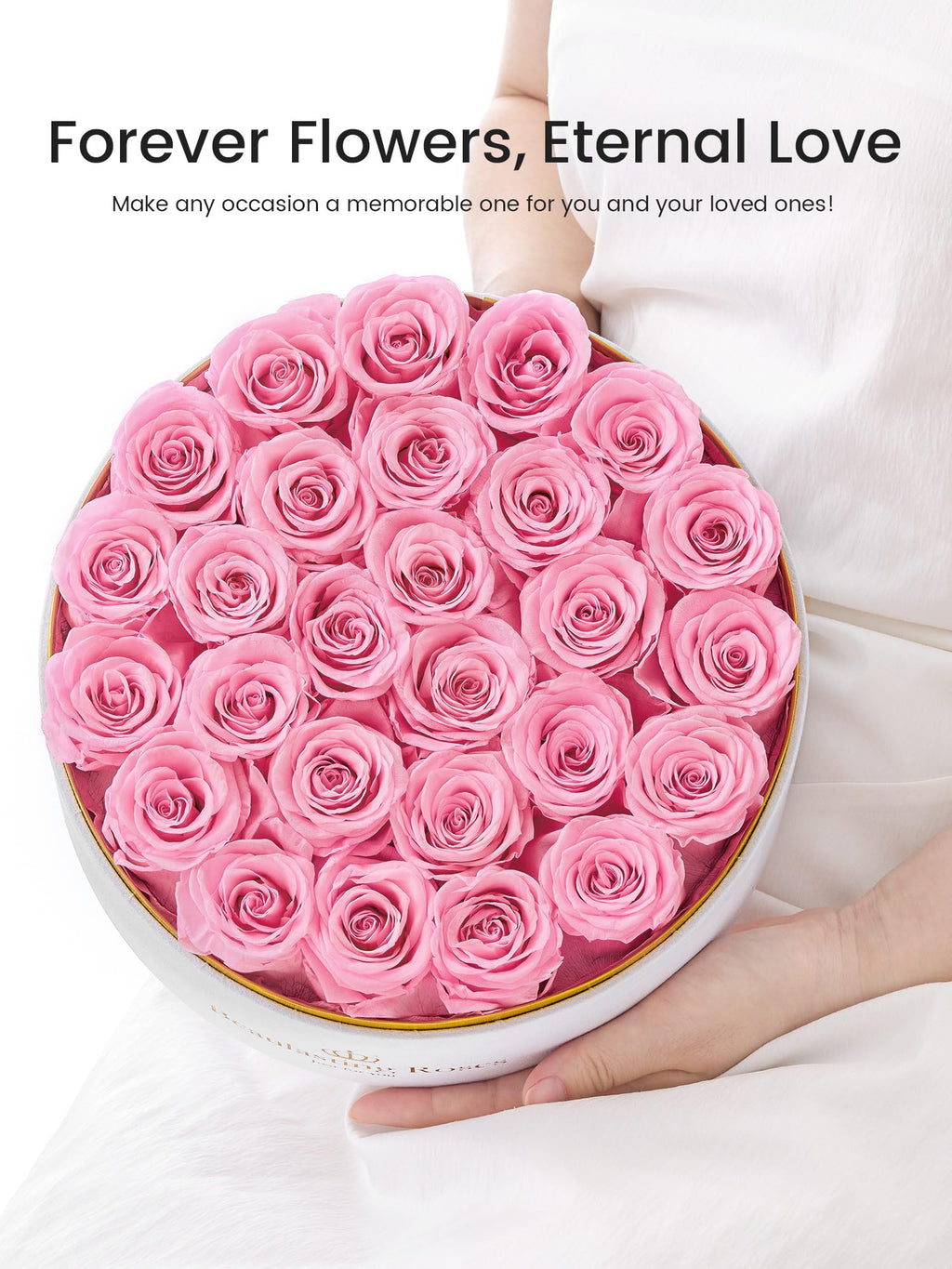 27 Preserved Roses Forever Flowers Real Roses in a Box Mother's Day Birthday Flowers for Her Mom Women Wife Valentine's Day, Pink Roses