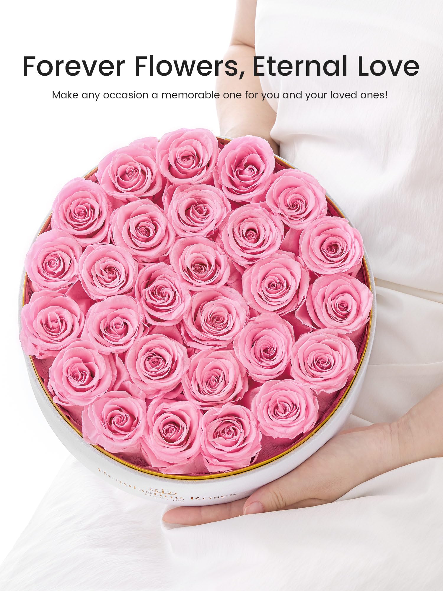 27 Preserved Roses Forever Flowers Real Roses in a Box Mother's Day Birthday Flowers for Her Mom Women Wife Valentine's Day, Pink Roses