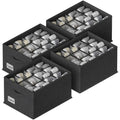FHSQX 4 Pack Shoe Organizer for Closet,Foldable Shoe Organizer,Fits up to 48 Pairs,Storage Containers With Bottom Support for Shoes (Black, (16.5 * 12.6 * 9.5) x4)