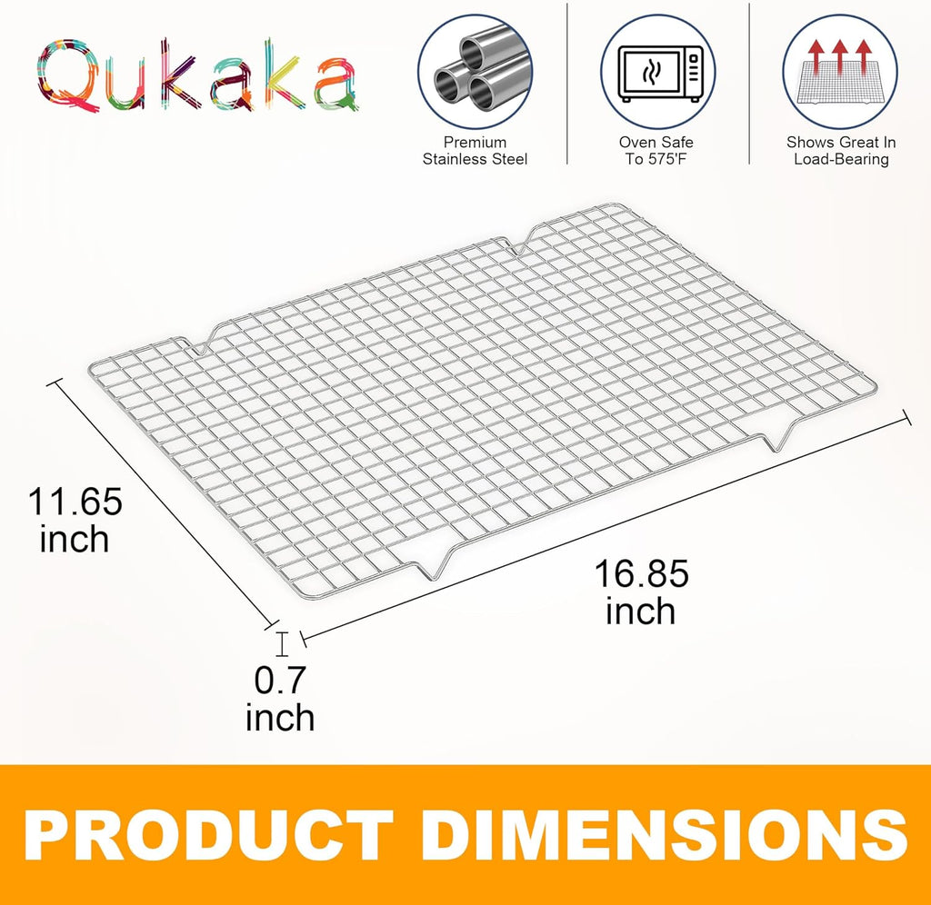Skiennix Cooling Racks - Heavy Duty Stainless Steel Wire Racks for Baking & Grilling | 11.65''x16.85'' Silver