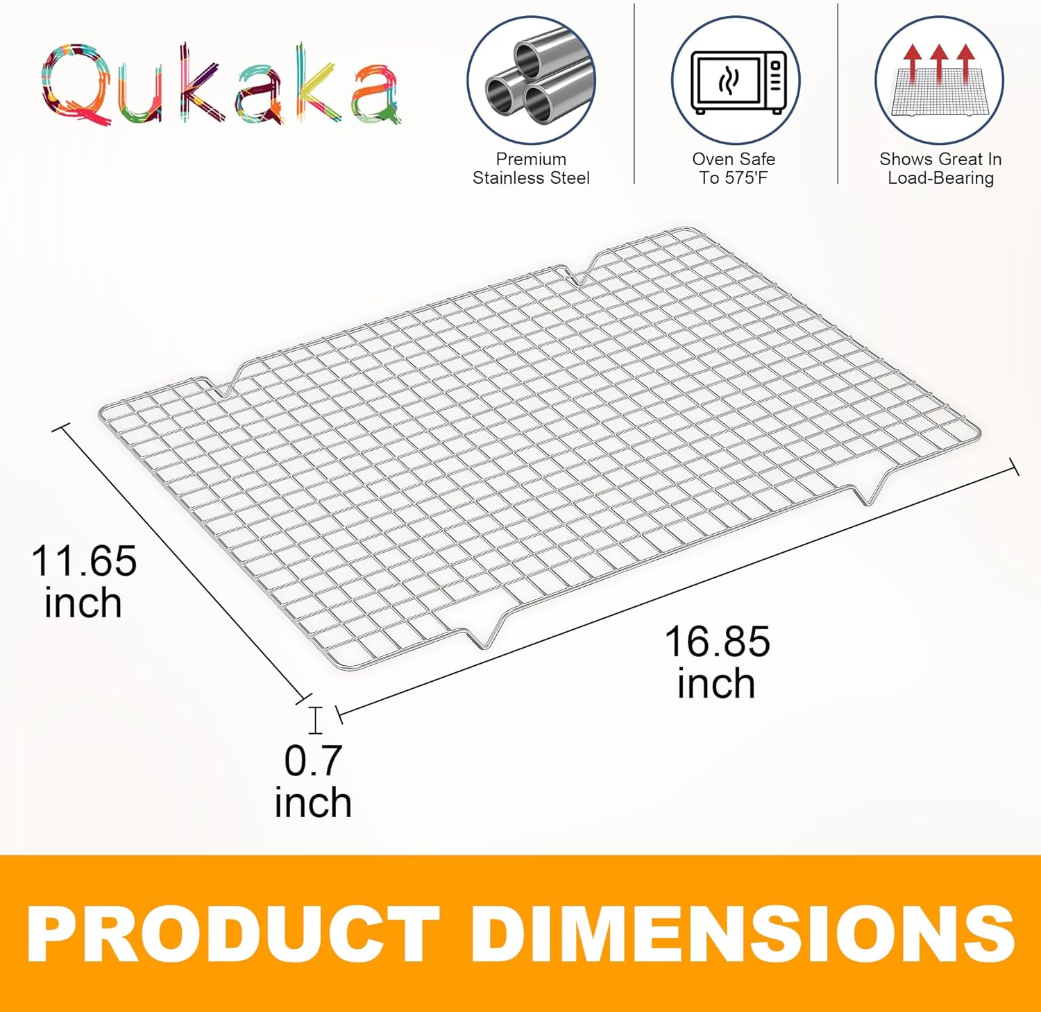 Skiennix Cooling Racks - Heavy Duty Stainless Steel Wire Racks for Baking & Grilling | 11.65''x16.85'' Silver