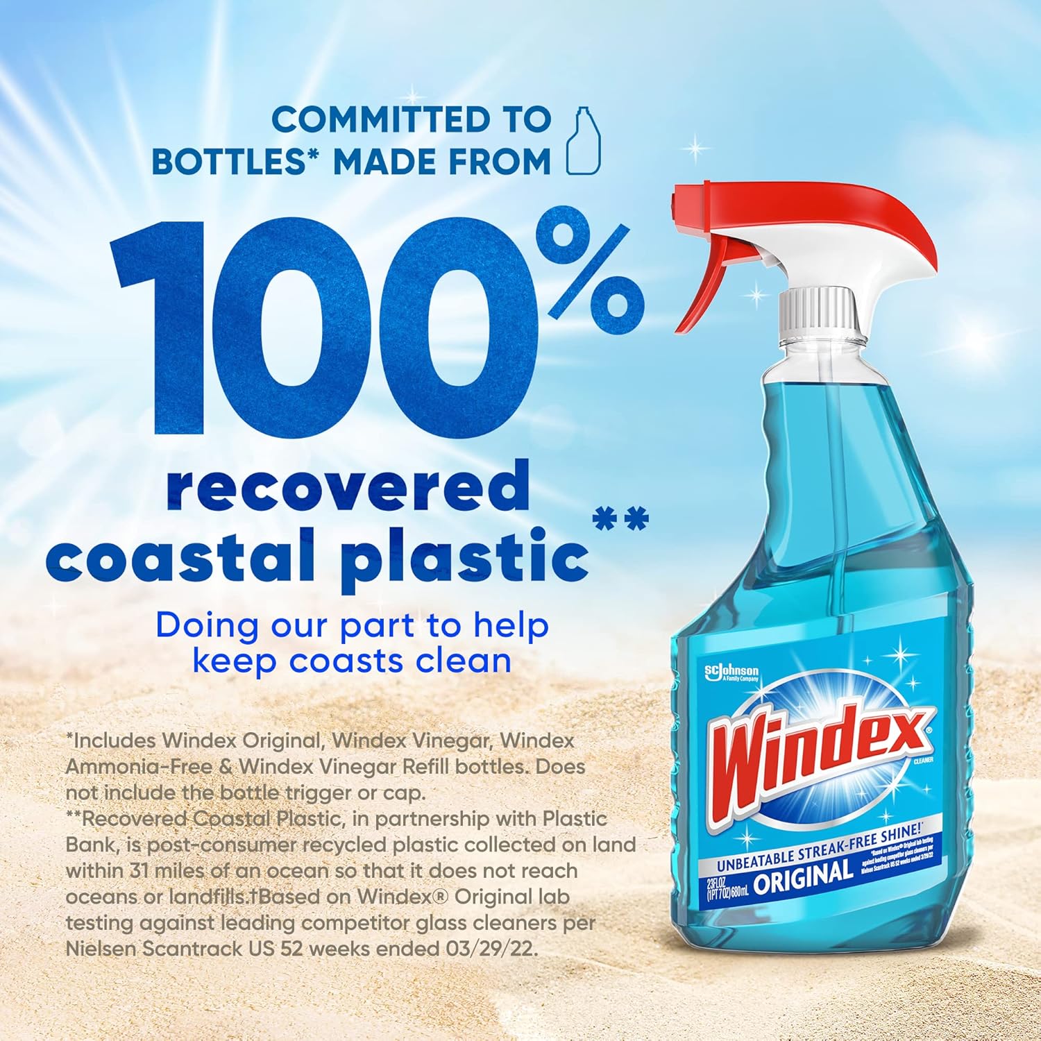 Windex Glass & Window Cleaner Spray Bundle - Original Blue Scent, 23 Fl Oz Spray & 32 Fl Oz Refill