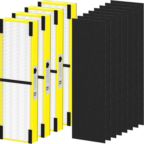 G-Guardian 4 Pack FLT4825 Air Purifier Filter B - Includes 4 Filters & 8 Carbon Pre-Filters - Yellow