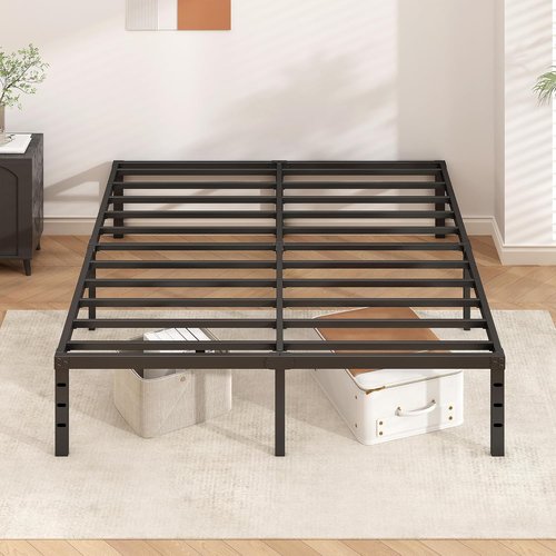 HLIPHA Metal Platform Bed Frame - 14-Inch Tall Full Size | Heavy-Duty Support Slats, Easy Assembly, Black