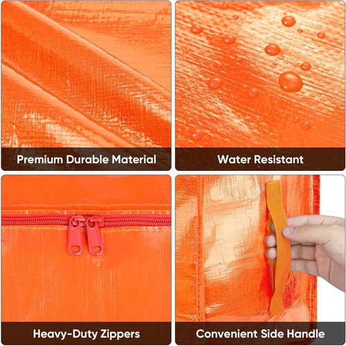 BALEINE Oversized Moving Bags - Heavy-Duty Storage Totes with Reinforced Handles | 6-Pack, Orange
