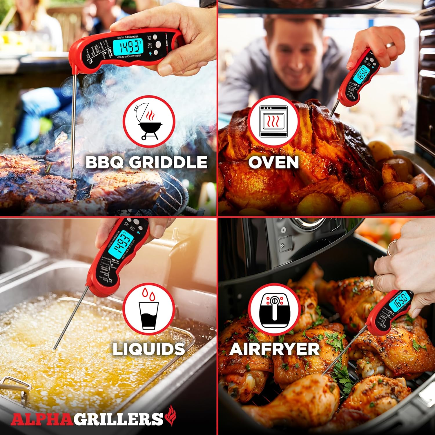 Alpha Grillers Digital Meat Thermometer - Instant Read Cooking & Grilling Tool | Perfect Gift for Chefs