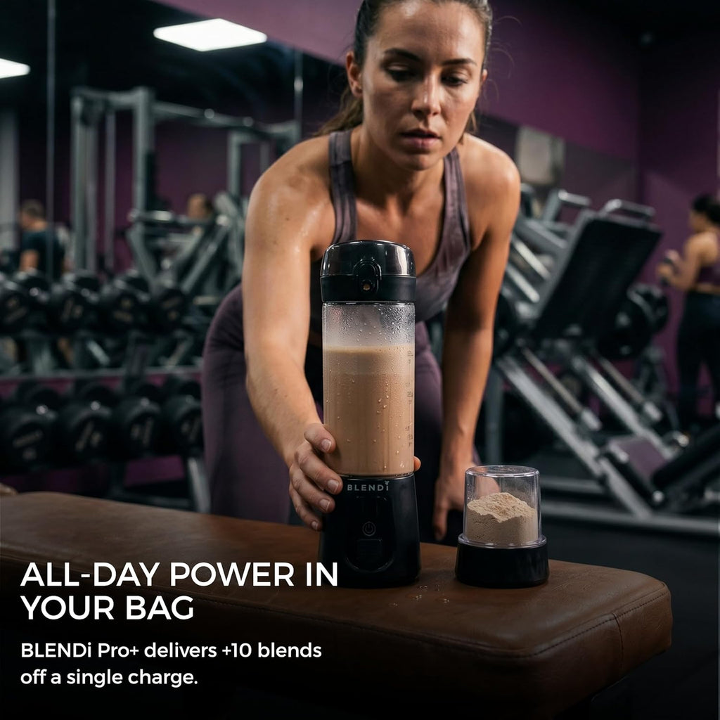BLENDi Pro+ Portable Blender - Upgraded 120W Ice Crushing Motor, USB-C Rechargeable, 17.5oz Black - BPA-Free & Travel-Friendly