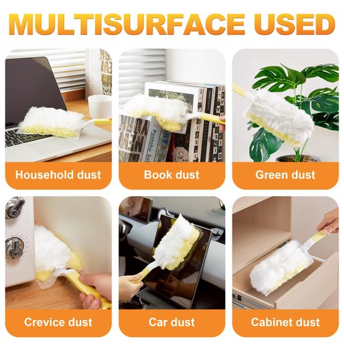 JOYMOOP Disposable Electrostatic Duster for Cleaning, with 2 Handles & 24 Ct Yellow Heavy Duty Refills for Swiffer Feather Duster, Household Cleaning Tool for Electronics, Dusting Furniture, Blinds