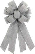 Grey Burlap Wreath Bow - 20 x 11 Inches | Perfect for Easter, Birthdays & Holiday Decor