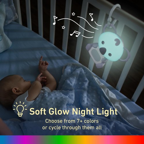 Pure Enrichment PureBaby Hanging Koala Sound Machine - Portable Travel Sleep Aid/Night Light & Detachable Hanging Ring - White Noise, Hush, Lullabies & More Sounds for Car Seat, Stroller & Bassinet
