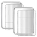 E-far Large Baking Sheet with Wire Rack (2 Pans + 2 Racks), 20 x 14 Inch Stainless Steel Cookie Pans Tray & Cooling Rack for Baking, Non Toxic & Heavy Duty & Rust Free, Oven & Dishwasher Safe