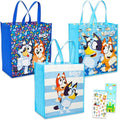 Bluey Tote Bag Bundle - Cute Cartoon Accessories Bundle with 3 Grocery Bags Plus Stickers, More | Bluey and Bingo Reusable Bags Set