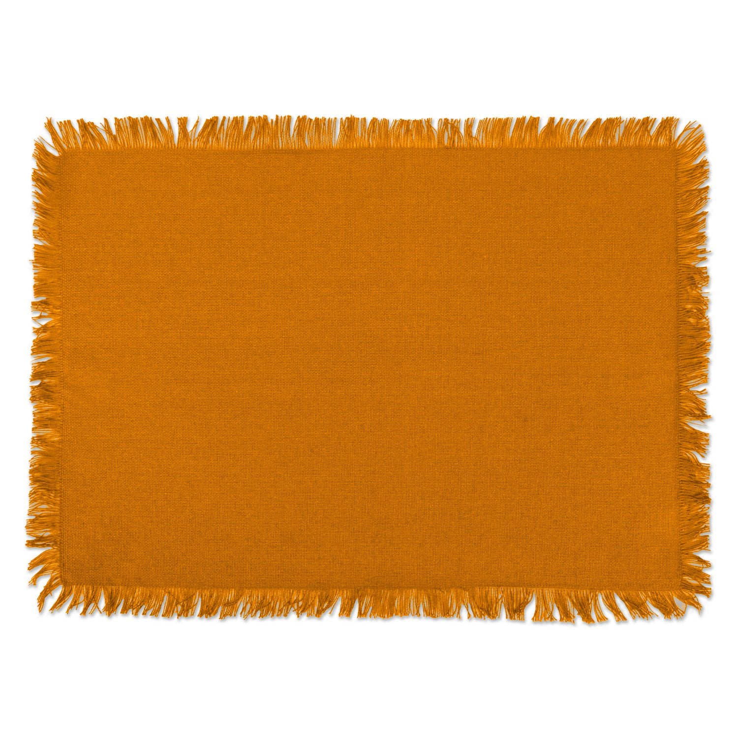DII Everyday Collection, Fringed Solid Tabletop, Placemat Set, Pumpkin Spice, 6 Piece