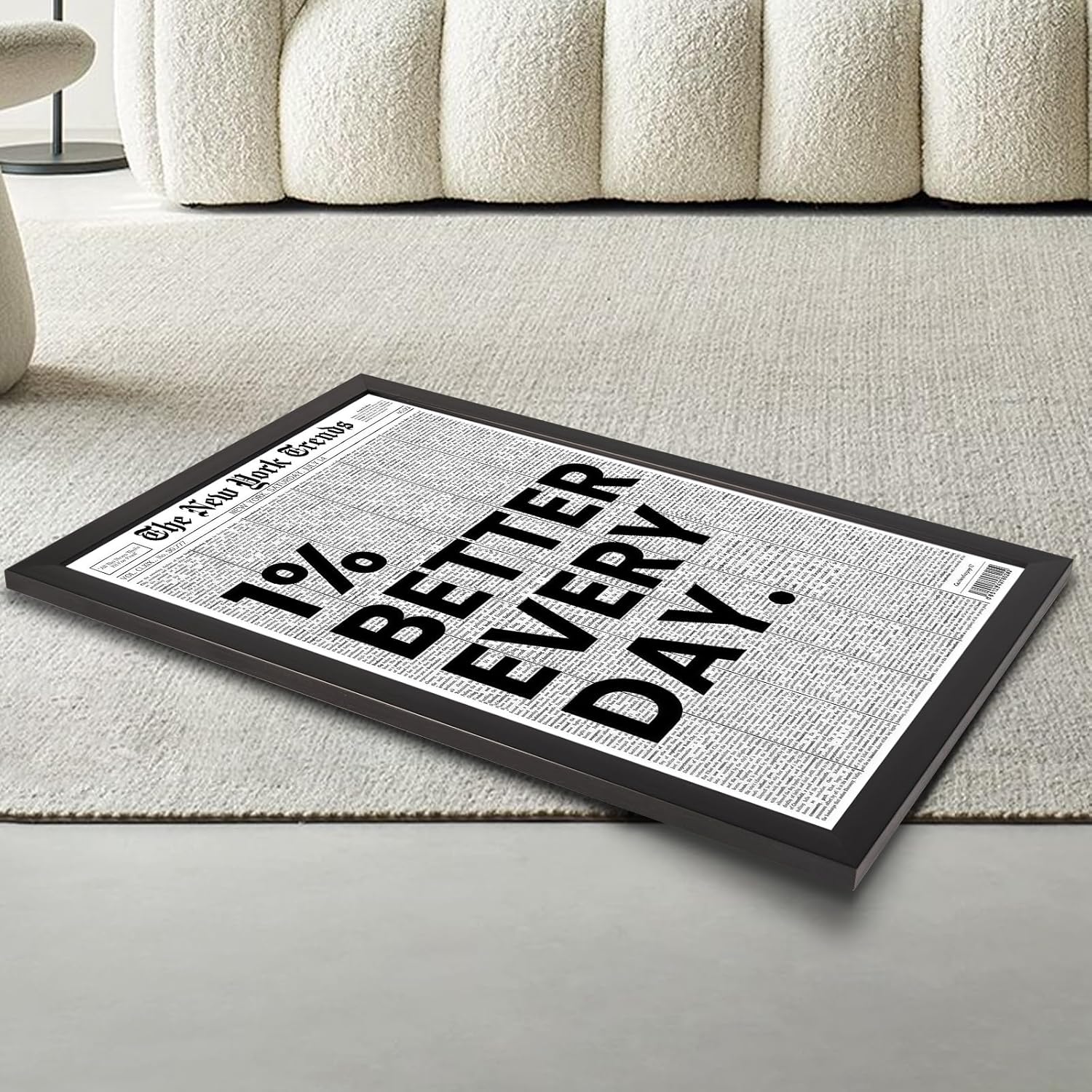 Skiennix Black And White Newspaper Canvas Wall Art - Inspirational 12x16in Framed Poster For Home Decor
