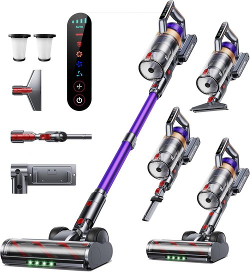 INTETURE Cordless Vacuum Cleaner - 650W, 55KPA Suction Power, 70 Mins Runtime | Anti-Tangle Design, Touch Screen