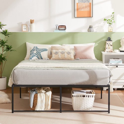 VECELO 18" Metal Platform Tall Bed Frame,Mattress Foundation/No Box Spring Needed/Heavy Duty Steel Slat Support (Full Size)