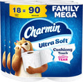 Charmin Ultra Soft Toilet Paper - 2-Ply Cushiony Touch, 18 Family Mega Rolls (90 Regular Rolls) - White
