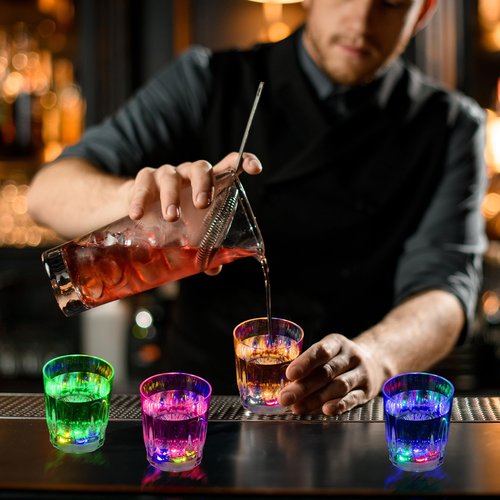 Farrdun 48 Pack Light up Shot Glasses Party Favors LED Flash Light Up Drinking Glasses Adults Shot Cups for Party Glow in the Dark Shot Glasses Supplies for Birthday Christmas Halloween Bar Easter