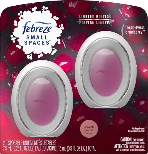 Febreze Small Spaces - Fresh Twist Cranberry Air Freshener | 2 Count Pack