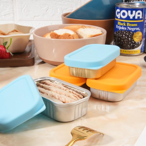 2PCs Silicone Can Lids for Season 4.37 oz Sardines Can | Wild Planet 4.37 oz Sardines Can, Rectangle Sealing Lid, Can Covers for Canned Sardines, Food Cover, Freezer Dishwasher Safe (Can NOT Included)