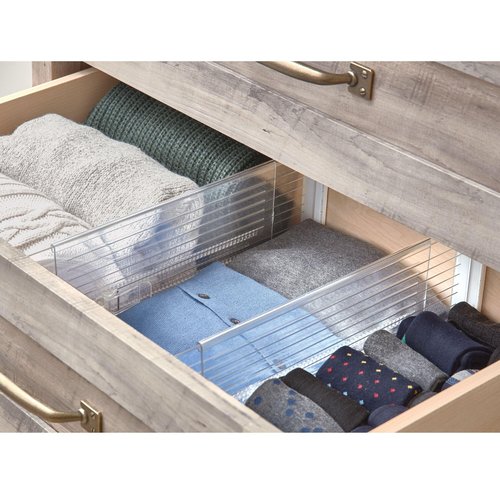 iDesign Recycled Plastic Adjustable Drawer Dividers–- Set of 2 - Clear